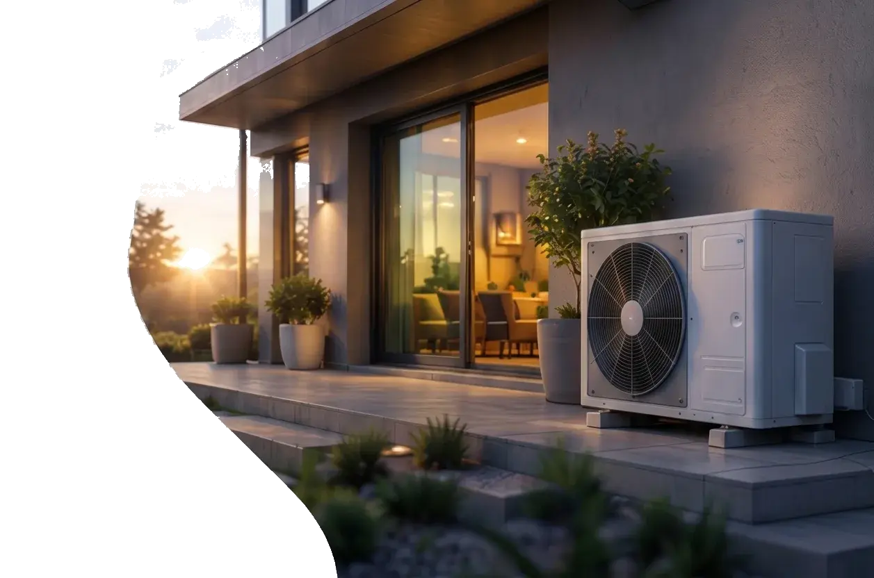 Maison équipée d'une pompe à chaleur Label Énergie