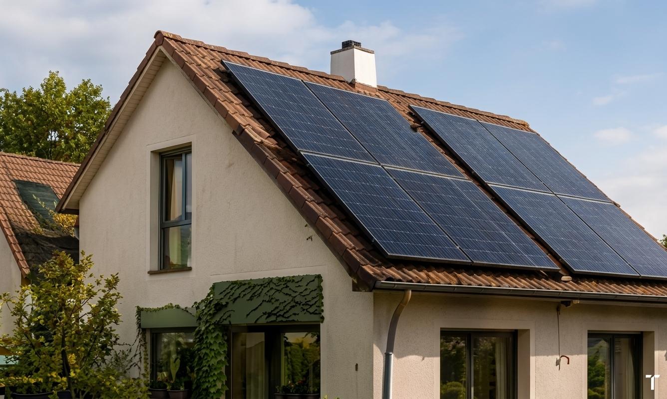Panneaux solaires thermiques installés sur une toiture
